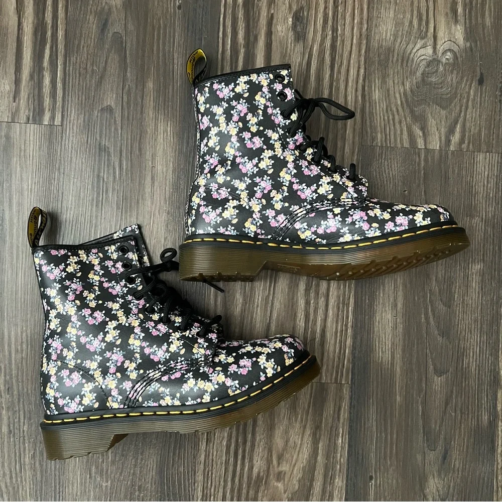 Dr. Martens Black Floral Air Wair Boots - Picture 10 of 15